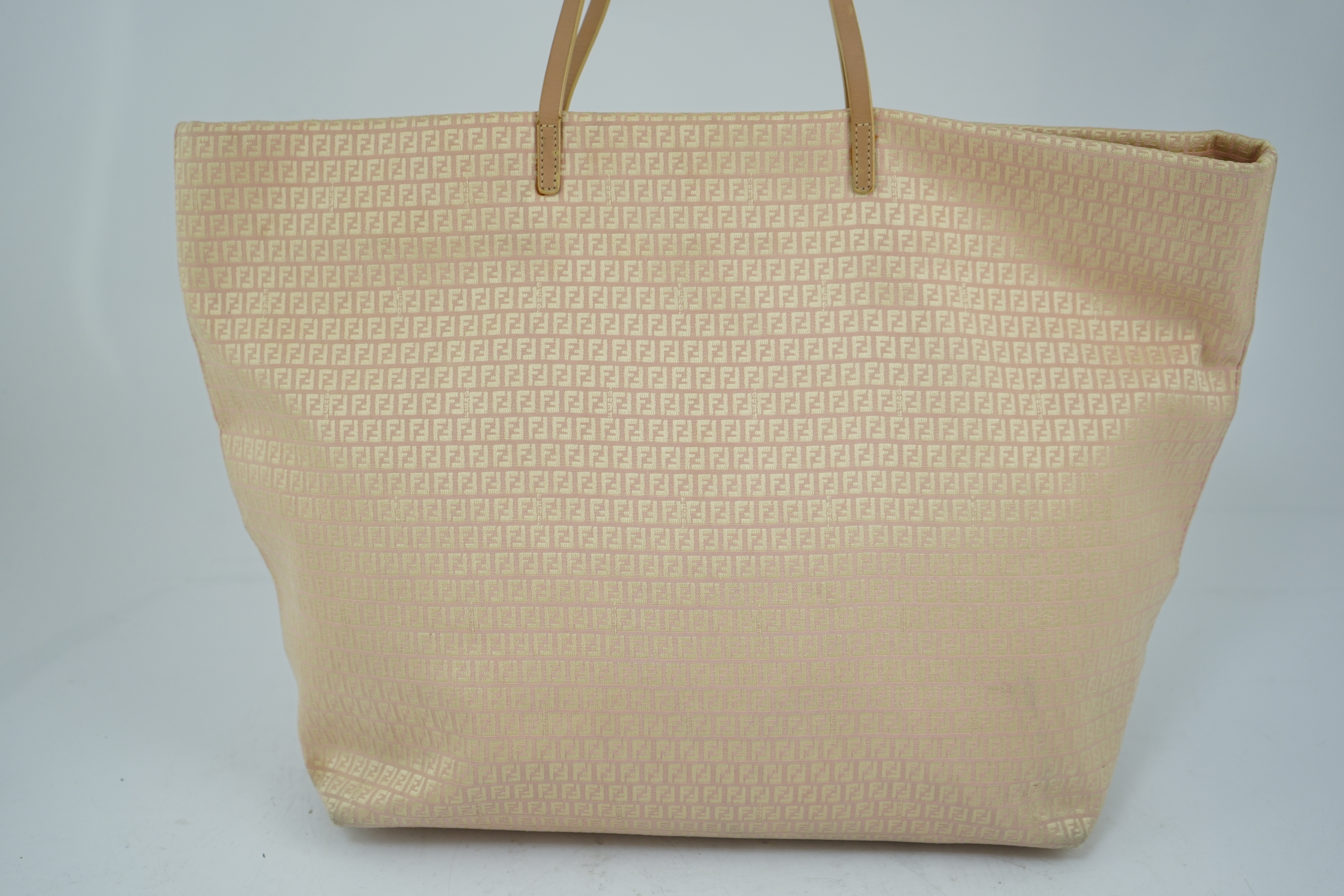 A Fendi Zucchino canvas tote bag in pink beige